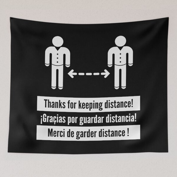 Item preview, Thanks for keeping distance! (Corona Virus / Multilingual / White) designed and sold by MrFaulbaum.