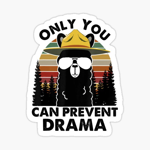 Llama Camping Only You Can Prevent Drama Vintage Lover Sticker