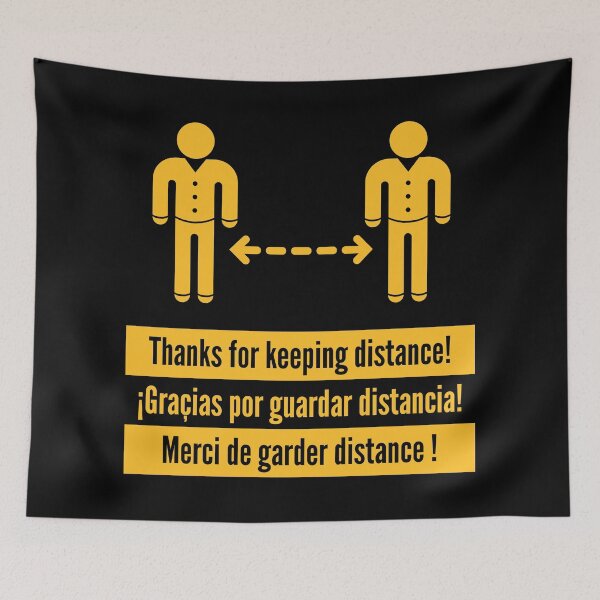 Item preview, Thanks for keeping distance! (Corona Virus / Multilingual / Gold) designed and sold by MrFaulbaum.