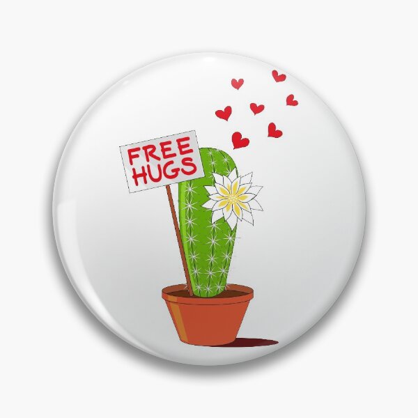 Item preview, Free Hugs Cactus with white blossom and red hearts – humor designed and sold by un-artiges.
