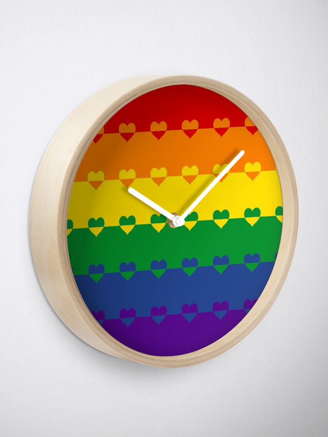 Alternate view of LGBTQ Flag with Hearts v1 - Gay / LGBTQ+ Clock