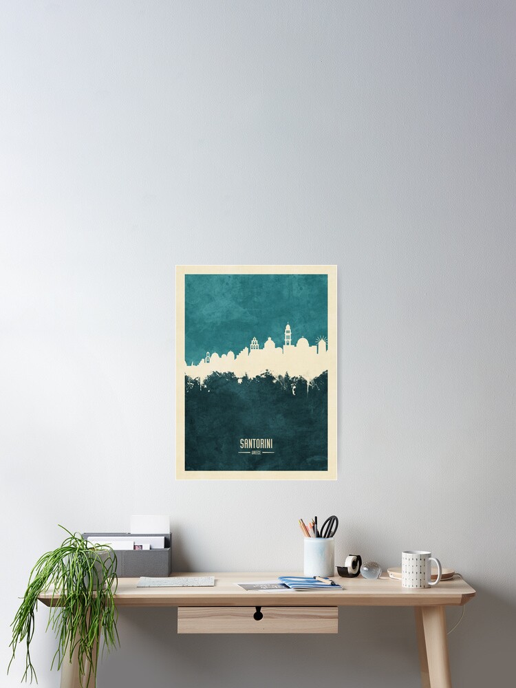 Imagen 2 de 3, Póster con la obra Santorini Skyline, diseñada y vendida por ArtPrints.