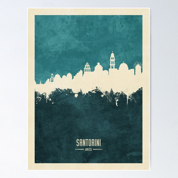 Aperçu de l'œuvre Santorini Skyline créée et vendue par ArtPrints.