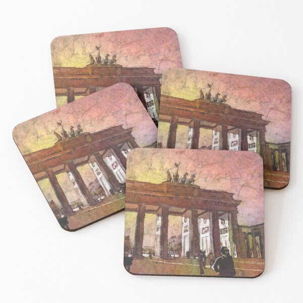 Item preview, Watercolor batik painting of Brandenburg Gate at sunset in the city of Berlin- Germany, Europe designed and sold by rfoxphoto.