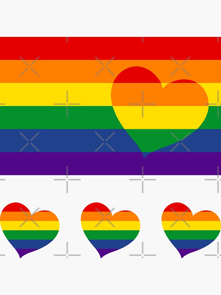 LGBTQ Flag with Hearts v2 - Gay  / LGBTQ+ by Sarinilli