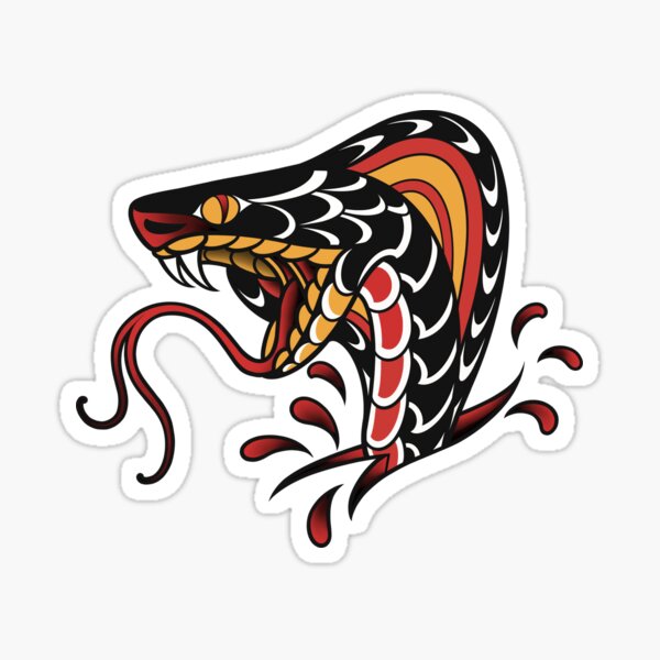 Black Snake Traditional Style Tattoo Old School Traditional Snake Sticker By Saphirtattoos Redbubble