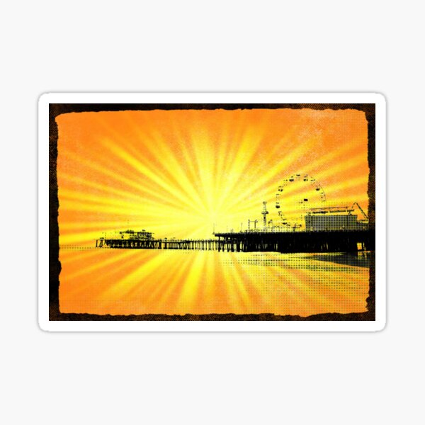 Santa Monica Pier Yellow Sunburst Sticker