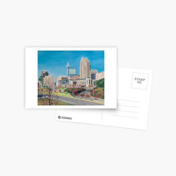 Raleigh NC downtown skyline acrylic painting Postcard