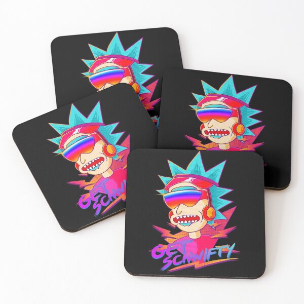 get schwifty Rick and Morty retro Coasters (Set of 4)