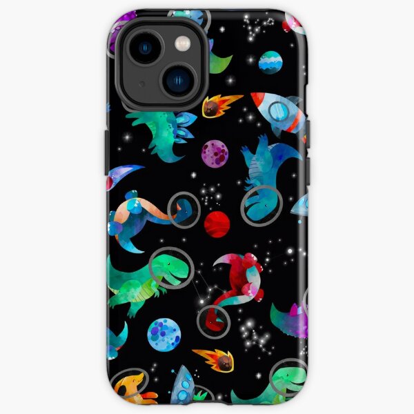 Watercolor Space Dinosaurs Galaxy Pattern iPhone Tough Case