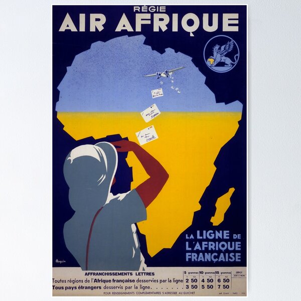 Item preview, Regie Air Afrique vintage travel poster designed and sold by stickart-marek.