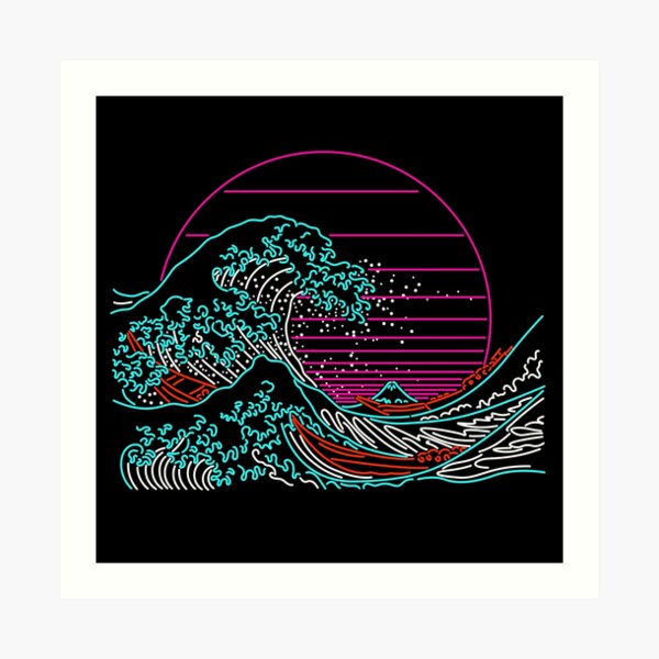 アート・デザイン・音楽 GREAT MOVIE GRAPHICS Great Neon Wave - Great Wave Off Kanagawa - Vintage
