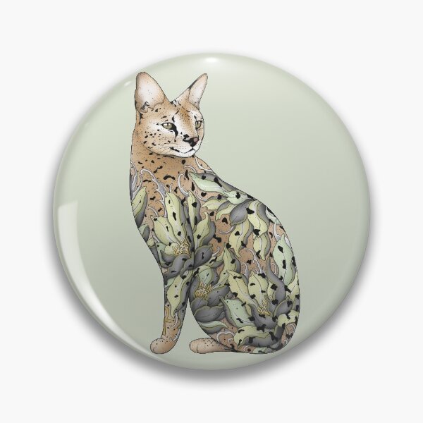 Item preview, Serval Cat in Lotus Flower Tattoo designed and sold by runcatrun.