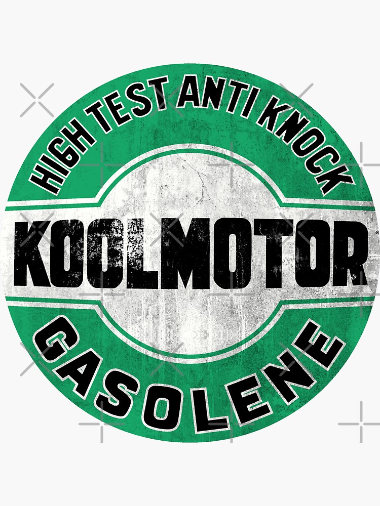 "KOOLMOTOR Gasolene Vintage Logos" Sticker by Mystalope Redbubble
