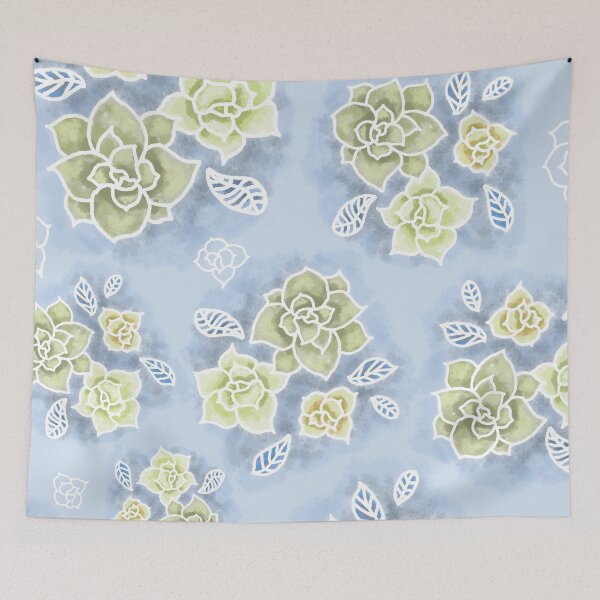Aperçu de l'œuvre Design 154 bleu olive vert floral créée et vendue par artbylucie.