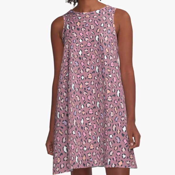 Dusky Rose Leopard Print A-Line Dress