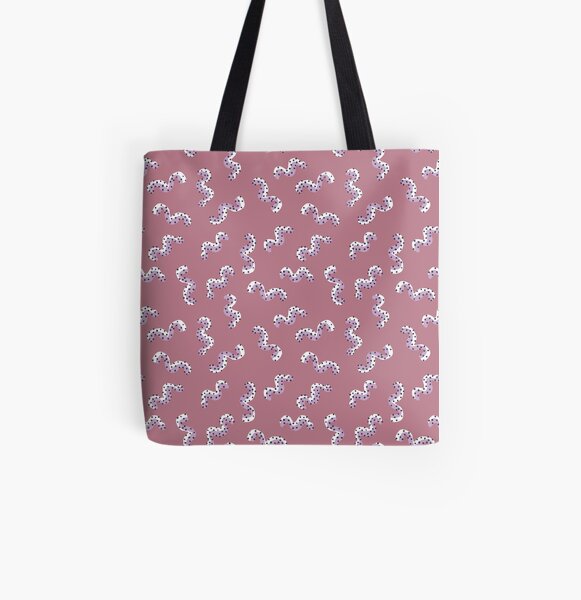 Lilac and Dusty Rose Squiggle All Over Print Tote Bag