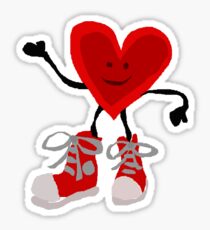 Funny Cool Heart Character with Red Sneakers Sticker