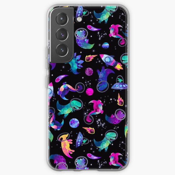 Space Dinosaur Astronauts Watercolor Pink Purple Pattern Samsung Galaxy Soft Case