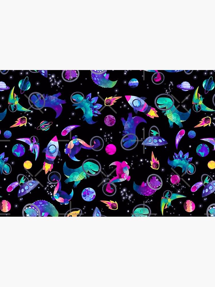 Space Dinosaur Astronauts Watercolor Pink Purple Pattern by SamAnnDesigns