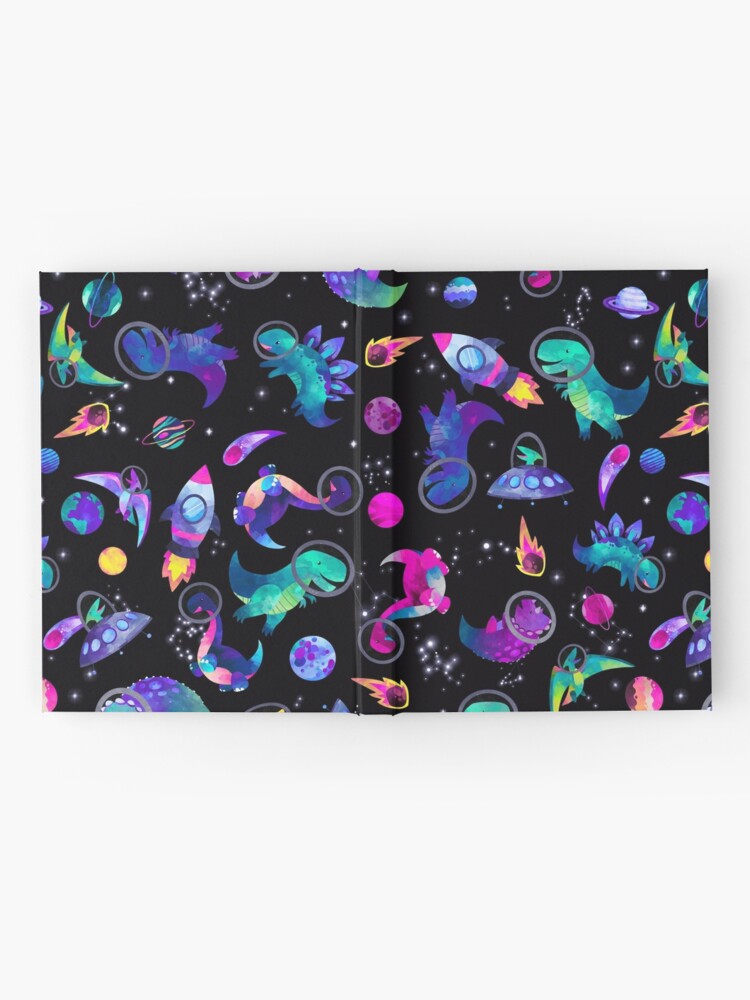 Alternate view of Space Dinosaur Astronauts Watercolor Pink Purple Pattern Hardcover Journal