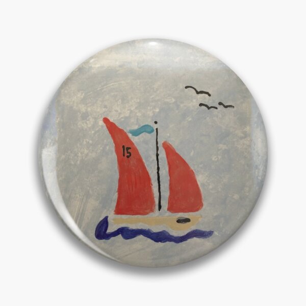 Red Sails on a Little Racing Boat Pin