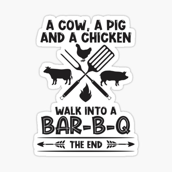 Item preview, Cow pig chicken meat bbq backyard grill funny grilling gift designed and sold by hadleydesigns.
