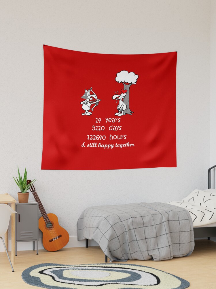 14th Wedding Anniversary Gift For Him Her 14 Years Together 14th Year Of  Marriage Anniversary Funny Couple Matching Tapestry