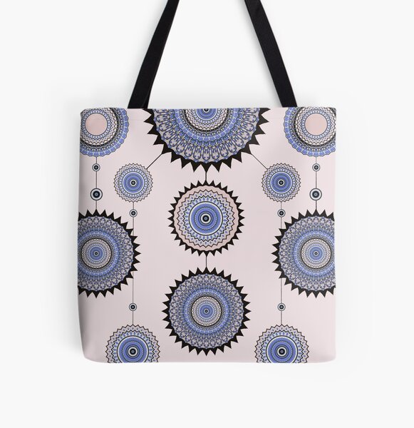 Blue Roundel Mandala All Over Print Tote Bag