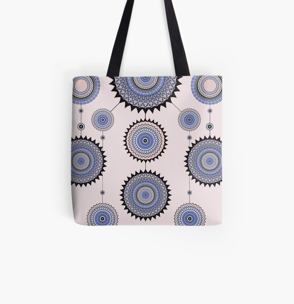 Blue Roundel Mandala All Over Print Tote Bag