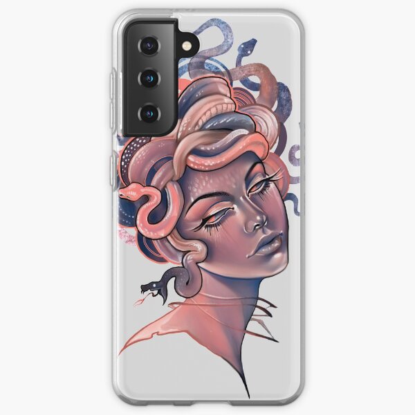 Coral and blue Medusa portrait Samsung Galaxy Soft Case