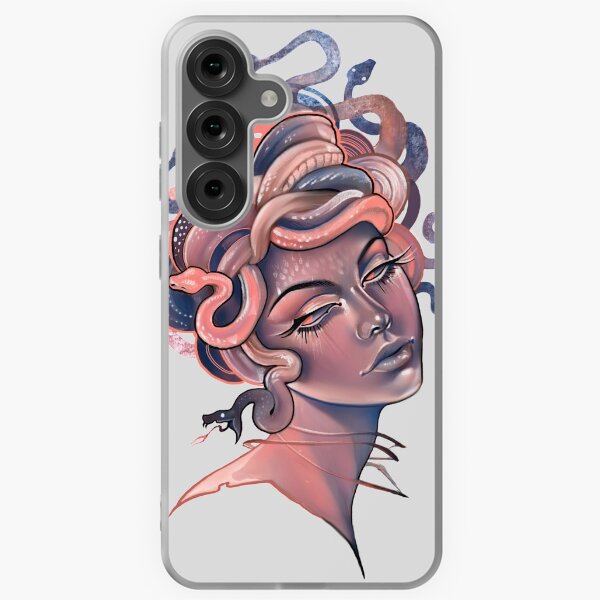 Item preview, Coral and blue Medusa portrait designed and sold by saraknid.