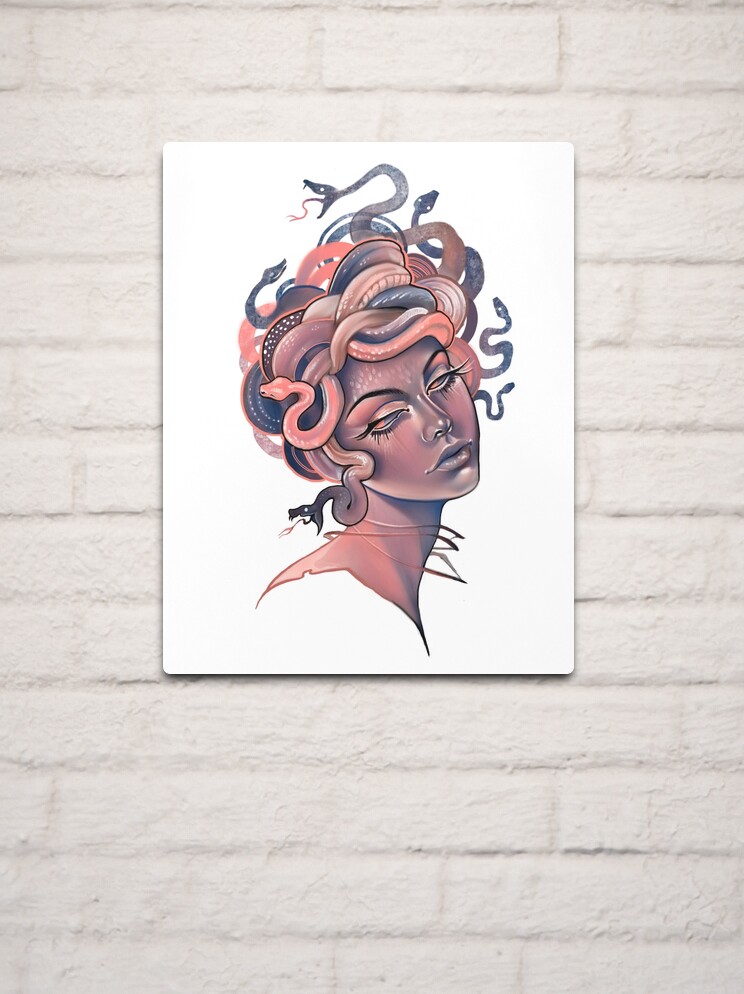 Coral and blue Medusa portrait Sticker for Sale by saraknid