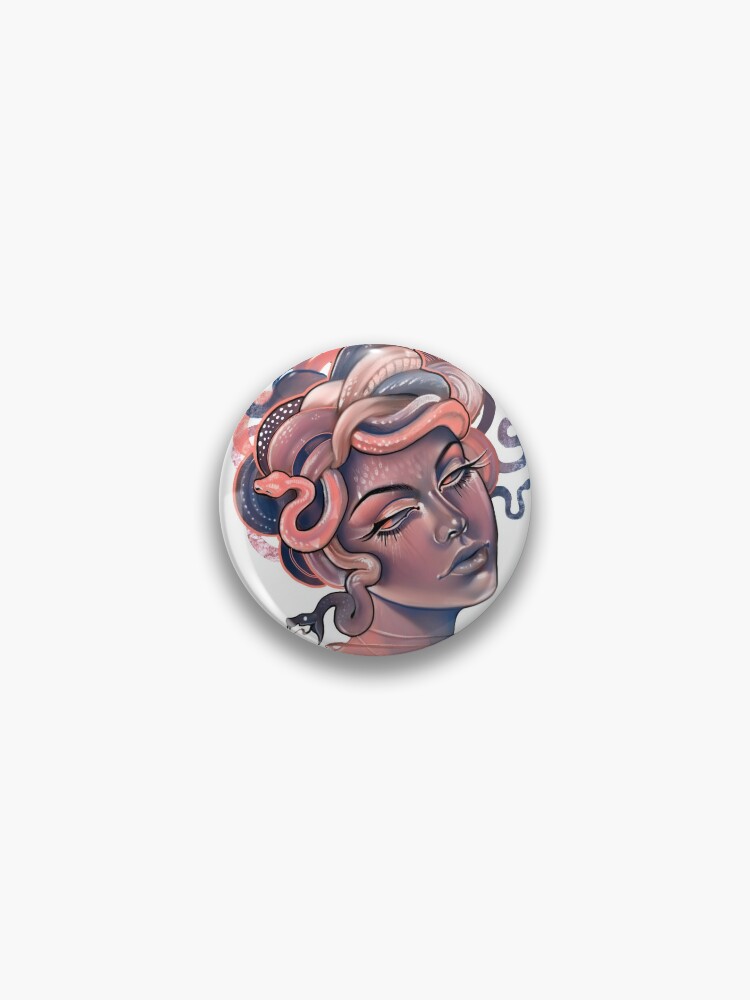 Coral and blue Medusa portrait Sticker for Sale by saraknid