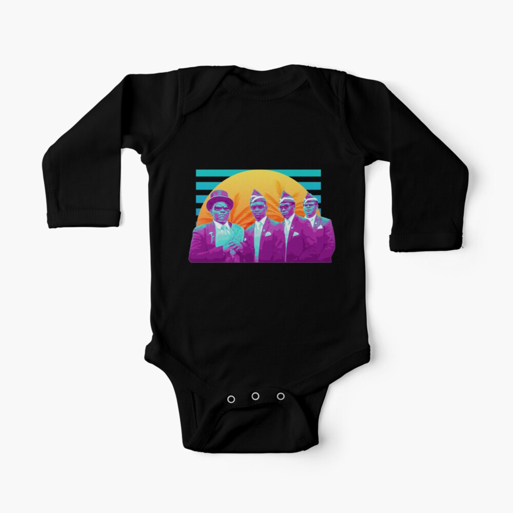 Coffin Dance Meme Synthwave Baby One Piece By Potatogear Redbubble - coffin dance oof roblox id code