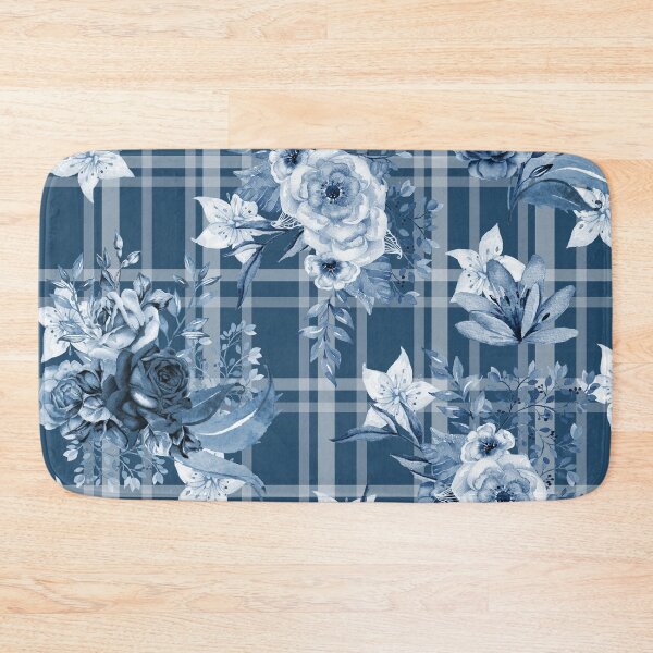 Item preview, Elegant Blue Floral Plaid  designed and sold by oursunnycdays.