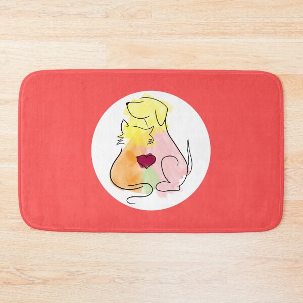 Item preview, Minimalist Watercolor Cat and Dog Snuggling designed and sold by IndiePet.