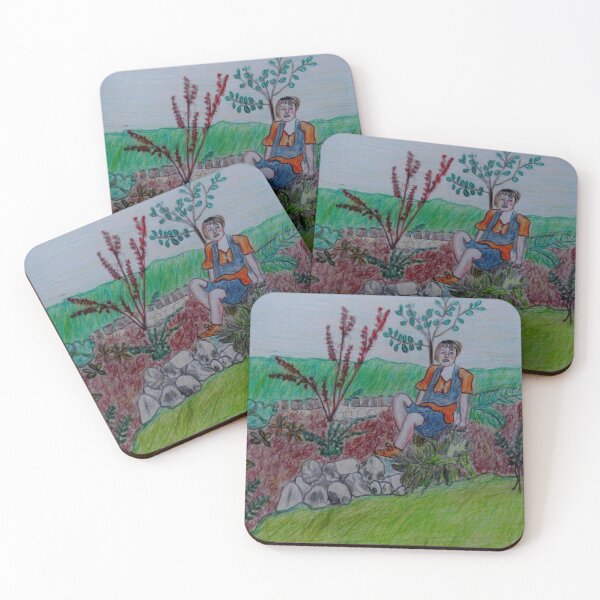 Item preview, Woman gardener in her garden, coloured pencils drawing, people, garden, landscape. designed and sold by MartaTerkiewicz.