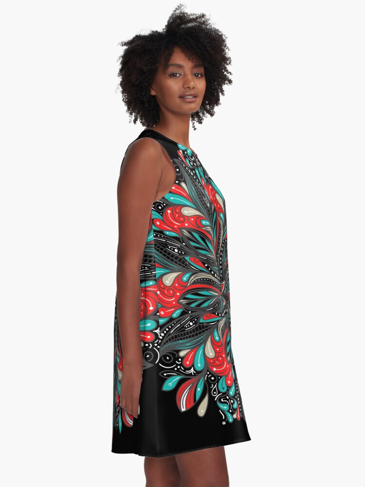 Vista alternativa de Vestido acampanado Mandala Flowers
