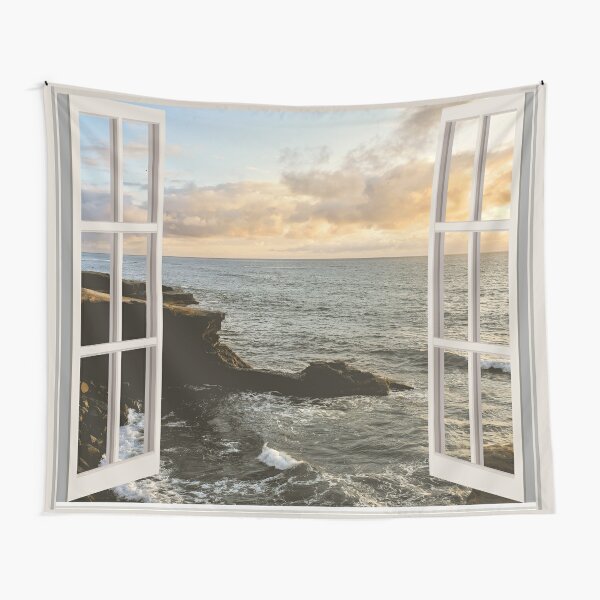 San Diego Window View Sunset Tapestry  Tapestry