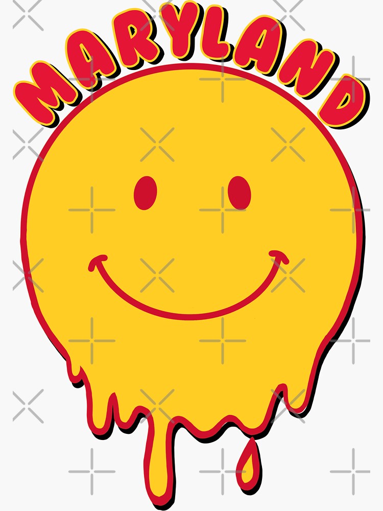 "UMaryland dripping smiley face" Sticker by Rpadnis Redbubble