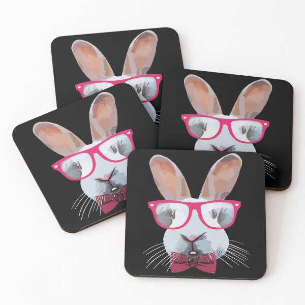 Item preview, Rabbit bunny glasses and red papillon Watercolor designed and sold by Collagedream.