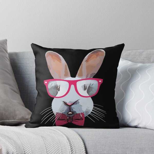 Item preview, Rabbit bunny glasses and red papillon Watercolor designed and sold by Collagedream.