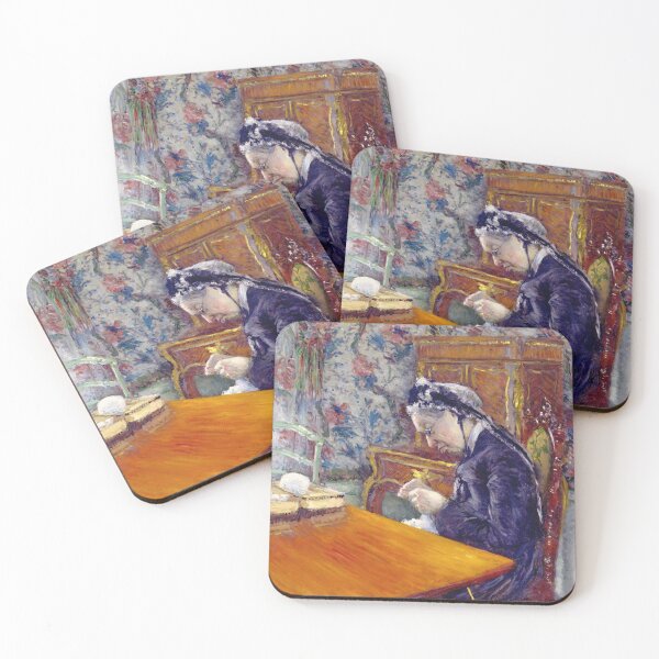 Artikelvorschau, Gustave Caillebotte - Mademoiselle Boissière Stricken entworfen und verkauft von Impressionist Masters.