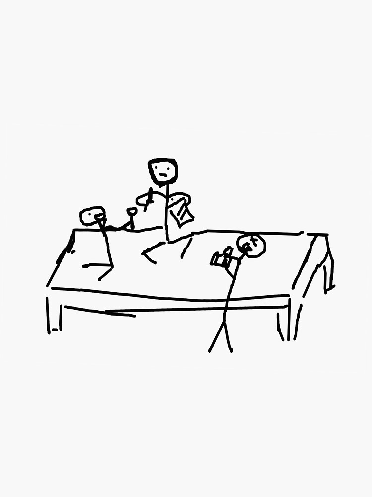 "Survival stick figures" Sticker by PeterHiggins Redbubble