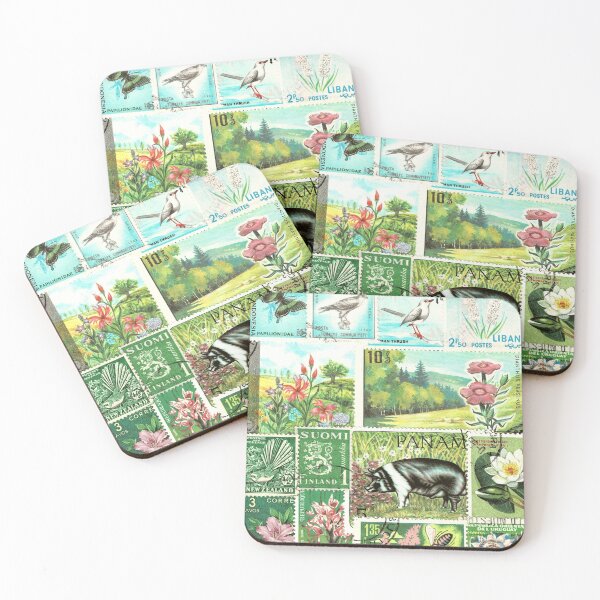 Item preview, Like a Pig in Clover... Postage Stamp Collage designed and sold by tanglecrafts.