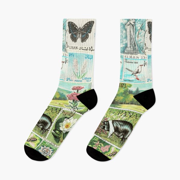 Item preview, Like a Pig in Clover... Postage Stamp Collage designed and sold by tanglecrafts.