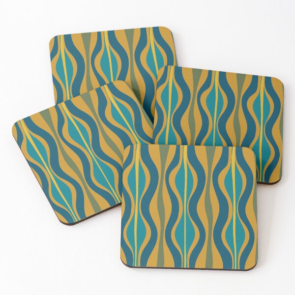 Item preview, Hourglass Mid-Century Modern Abstract Retro Pattern in Moroccan Blue, Green, Teal, and Mustard designed and sold by kierkegaard.