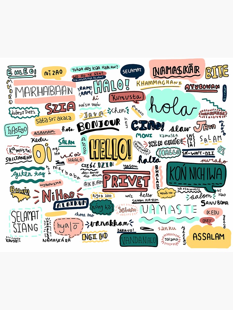 hello-in-100-languages-sticker-for-sale-by-kavya15-redbubble