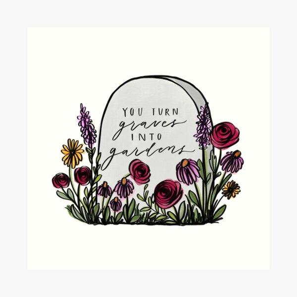 grave with flowers drawing